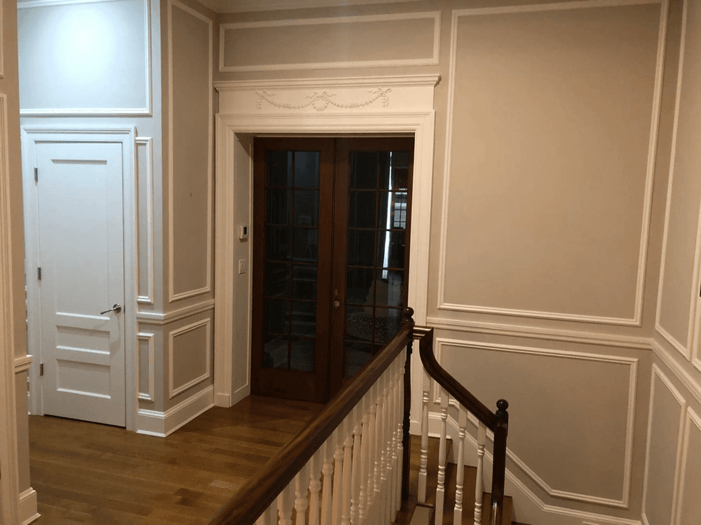 Mahogany doors with baseboard trim